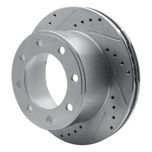 Ford F-250 Super Duty Brake Rotor (1) - Rear Left - R1 Concepts - Drilled & Slotted - Silver - `05-`12